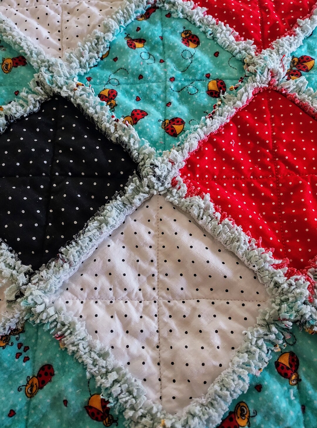 R1152 Handmade Ladybug Baby Rag Quilt - Etsy