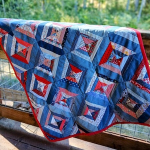 S1101 Denim string pieced picnic blanket, lap quilt, couch throw, handmade, free shipping