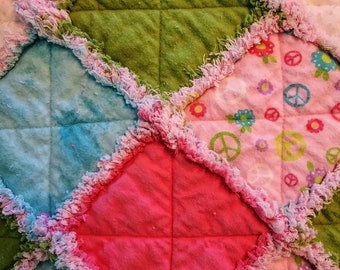 R1160 Handmade Peace Baby! rag quilt