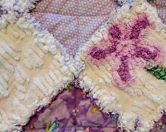 R1170 Vintage Dragonflies Handmade baby rag quilt