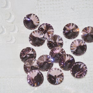 12 pieces 12mm 1122 Light Amethyst  Crystal Rivolis
