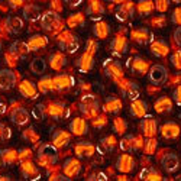 TOHO Round 11/0 : Silver Lined Burnt Orange TR-11-2208/c ~ Japanese Seed Beads ~ approx. 8-9 grams 2.5" Tube