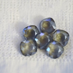 4 pieces 4470 Dark Grey 12mm Swarovski Crystal Square Cushion Cut