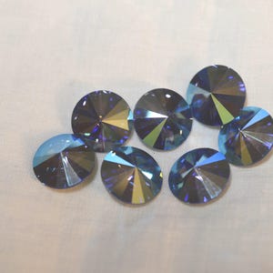 6 pieces 1122 Sapphire SHIMMER 14mm Crystal Rivolis