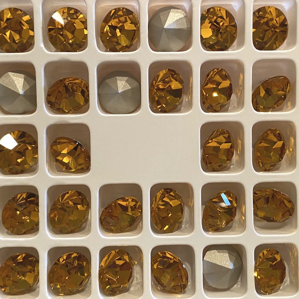 12 pieces 10mm PRECIOSA Topaz Crystal Chaton 47ss MAXIMA Czech Crystal SS47