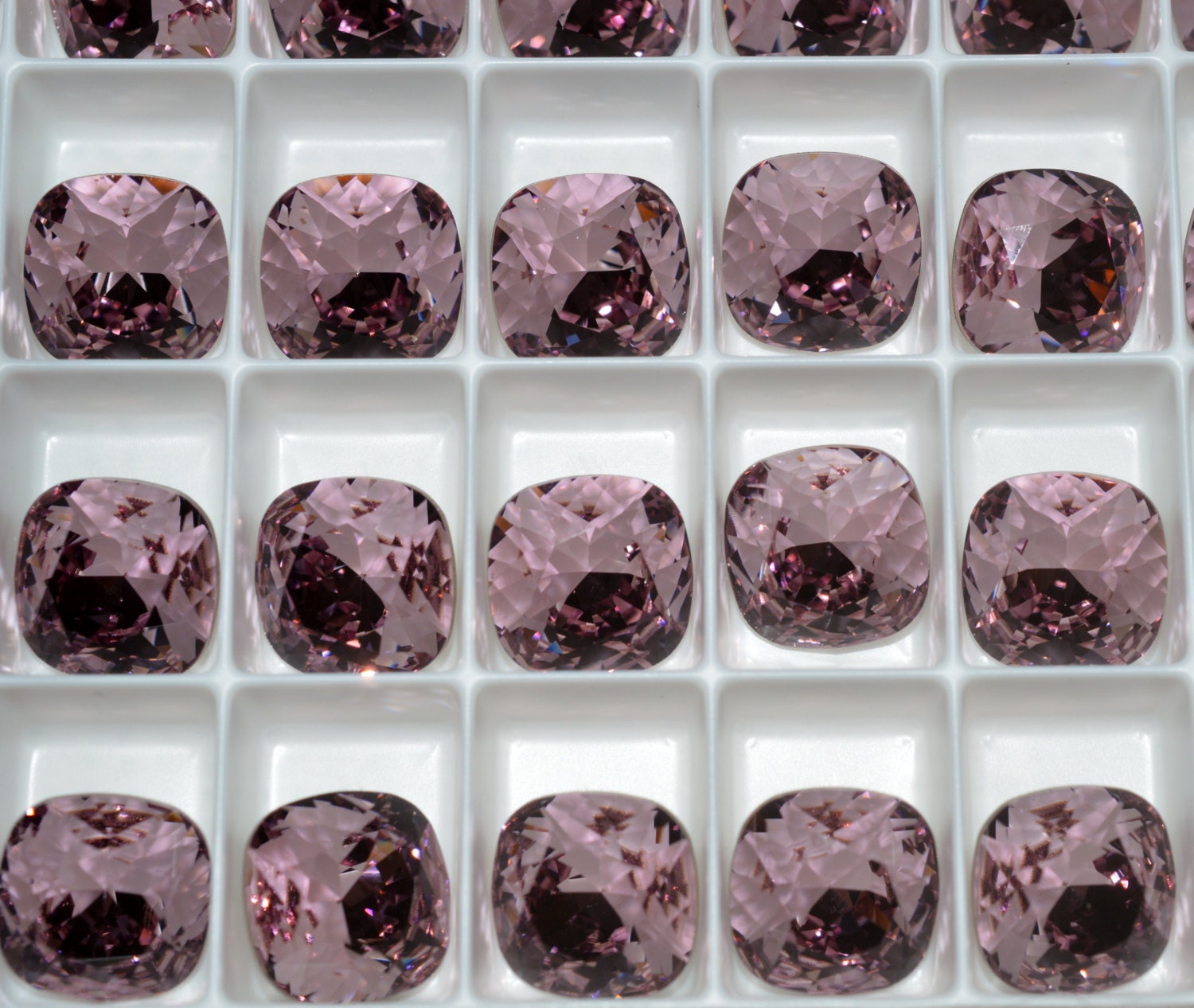 2 piece 4470 Amethyst 12mm Crystal Square Cushion Cut 2 piece 4470 Amethyst 12mm Crystal Square Cushion Cut