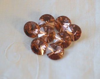 6 pieces 12mm 1122 Blush Rose Crystal Rivolis