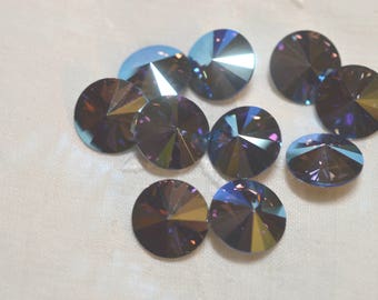 12 pieces 1122 Tanzanite SHIMMER 12mm Crystal Rivolis