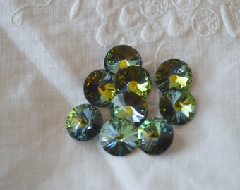 4 pieces 1122 Citrine 14mm Swarovski Crystal Rivolis with After Market Coating