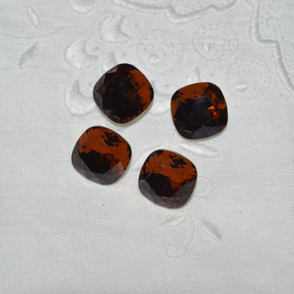 4 pieces 4470 12mm 4470 Smoked Topaz 12mm Crystal Square Cushion Cut