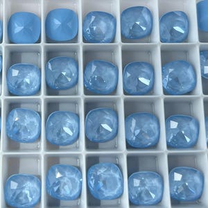 4 pieces 4470 Sky Ignite 12mm Crystal Square Cushion Cut