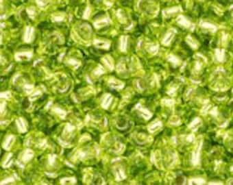 TOHO Round 11/0 : Silver Lined Lime Green TR-11-24/c ~ Japanese Seed Beads ~ approx. 8-9 grams 2.5" Tube