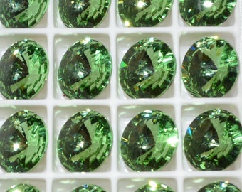12 pieces 1122 Peridot 12mm Crystal Rivolis