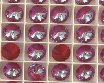 6 pieces 1122 Royal Red DeLite 12mm Crystal Rivolis Delite