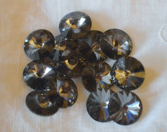 6 pieces 12mm 1122 Silver Night Crystal Rivolis