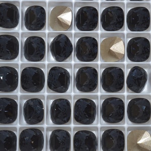 4 pieces 4470 Graphite 10mm Crystal Square Cushion Cut
