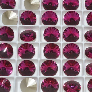 6 pieces 1122 Fuchsia 12mm Crystal Rivolis