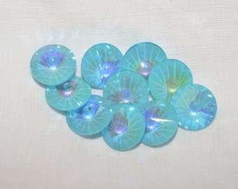 6 pieces 1122 Ultra AB Turquoise 12mm Swarovski Crystal Rivolis with After Market Coating