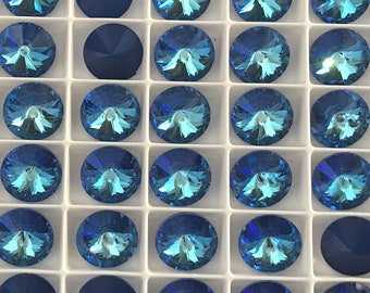 6 pieces 1122 Royal Blue DeLite 12mm  Crystal Rivolis Delite