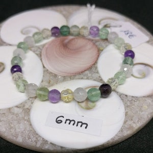 Bracelet Fluorite, perles rondes facettées 2 mm, acier inoxydable - Bracelet/Fluorite  - Miracles minéraux