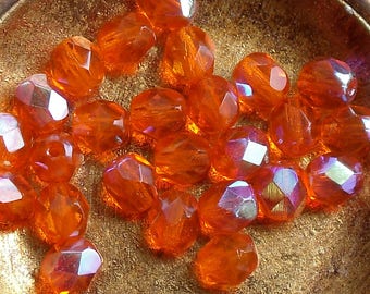 1 lot 10 Bohemian beads orange ab faceted 6mm