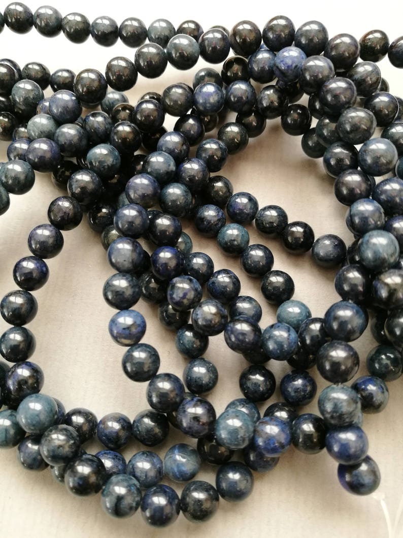 1 lot of 10 round DUMORTIERITE 8 mm natural stone beads