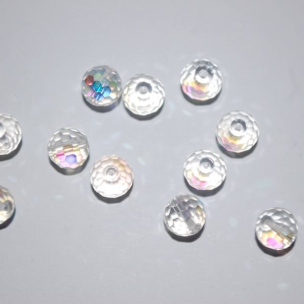 lot 14 beads 6mm faceted clear ab round