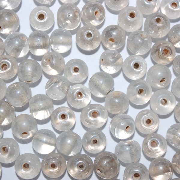 lot 10 perles rondes 6mm  blanc transparent lustré