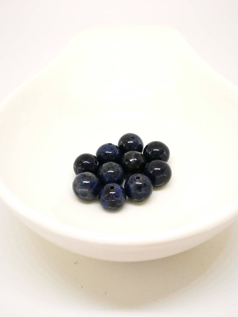 1 lot of 10 round DUMORTIERITE 8 mm natural stone beads