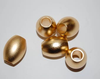 2 Golden 16x24mm 2141941 spray-painted olive shape beads