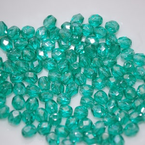 1 lot of 10 faceted beads 6mm emerald green image 2