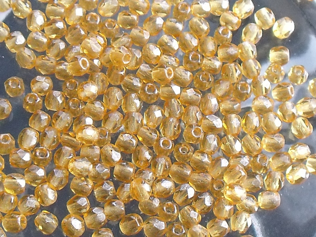 100 Perles Facettées Bohème - 3 Mm - Couleur Smoked Topaz - Marque Preciosa - Neuf