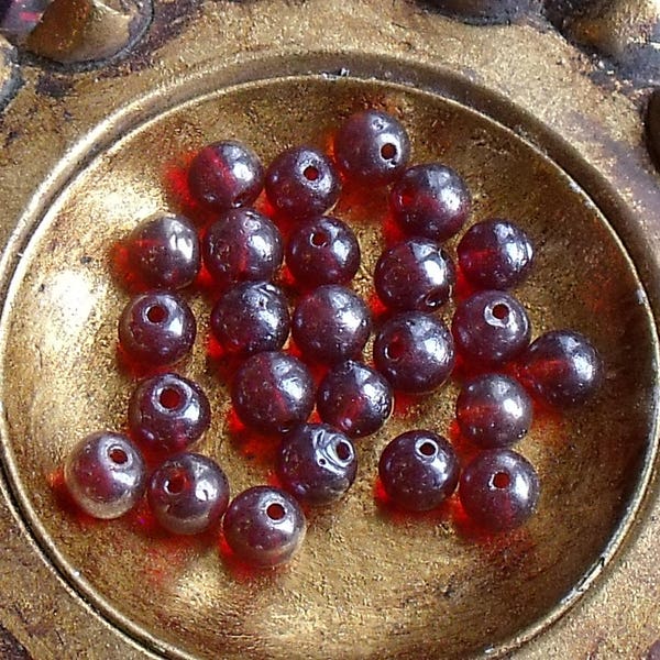 lot 10 perles rondes verre 6mm rouge lustré