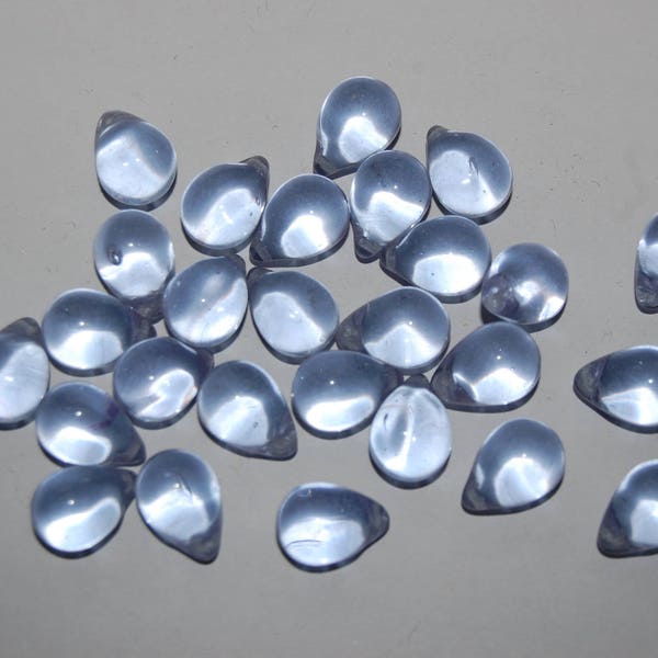 lot 7 perles gouttes mauves en verre 14x10mm