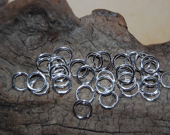 10 round jump rings 7mm silver plated