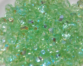 10 perles facettes 6mm vert d'eau