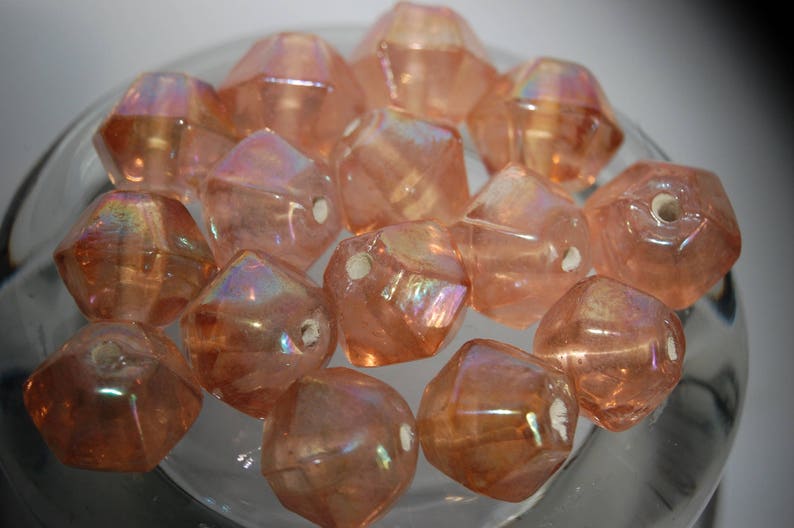 lot 5 perles indiennes en verre saumon forme toupie 13x15mm image 1