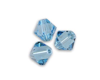 1 lot 50 Swarovski 3mm aquamarine Swarovski Crystal bicone beads