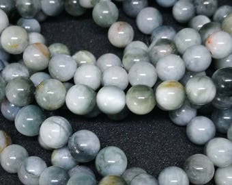 10 pearls 6mm natural stone or PIETERSITE ref 9522206/8888534 grey eagle eye
