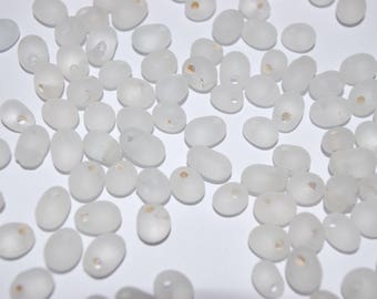 lot 10 perles forme goutte 6x9mm transparent mat