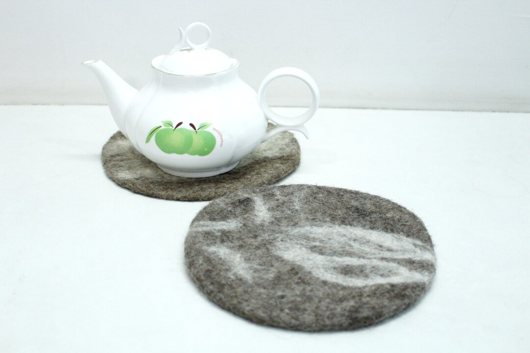 Wool Felted Trivet Handcrafted Wool Round Trivet 20 CM Etsy