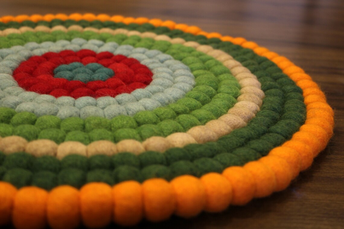 Wool Felt Ball Rug 40300cmRound Felt Ball RugFelt Etsy