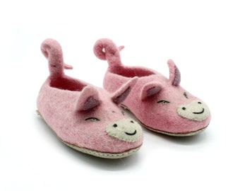 Wool Kids Shoes - Handmade Felt Indoor Slipper - Size 23 - Felted Kids Shoes - Kids Indoor Slipper - Felt Slipper - Wool Shoes - From Nepal