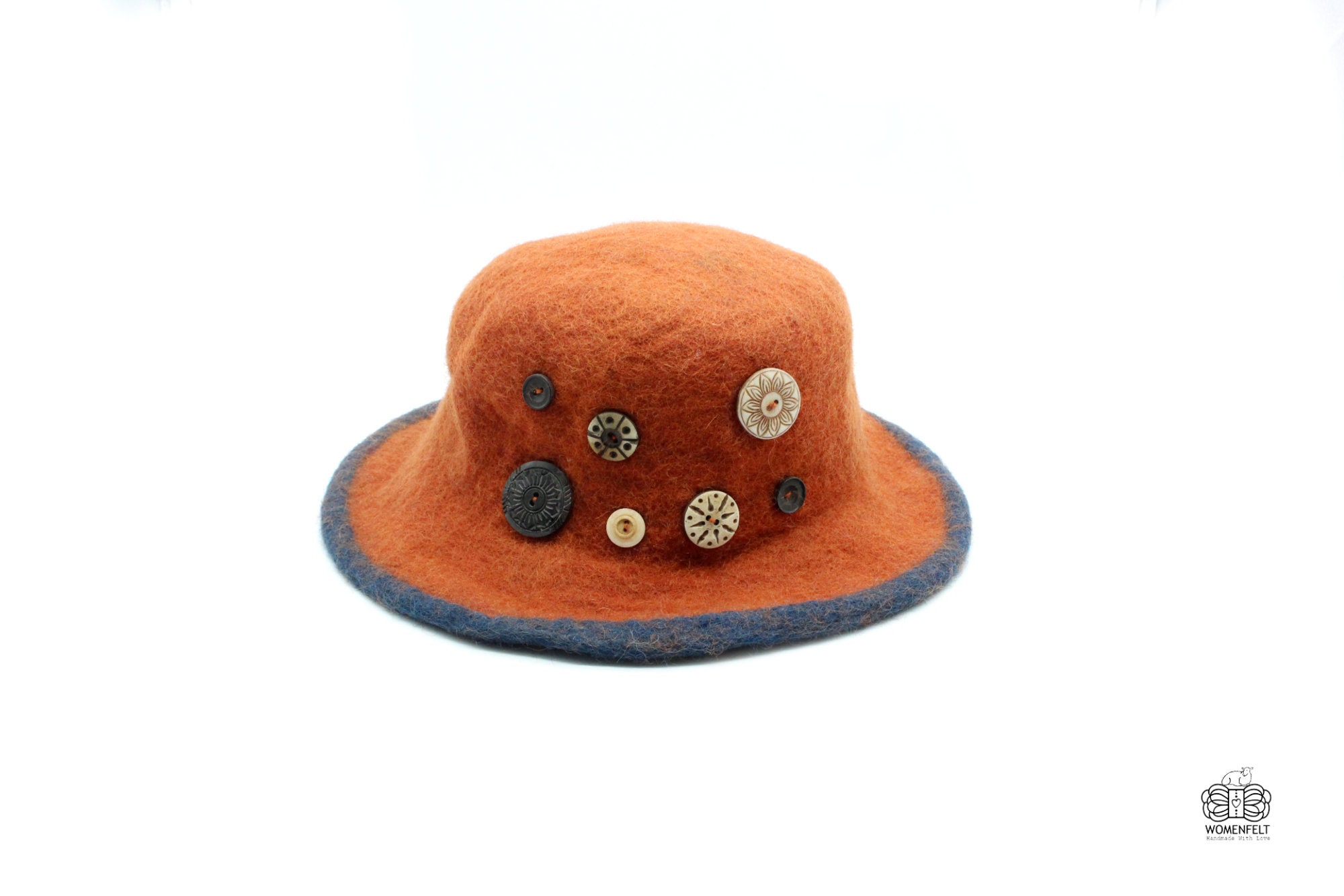 Pure Wool Felted Hat Felt Handmade Orange Hat Ladies Hat Felted Handmade Hat From Nepal Gifts