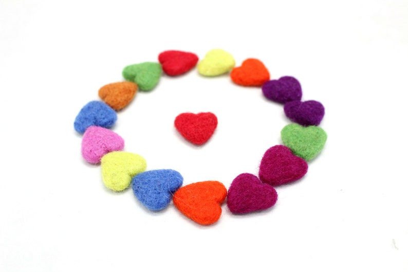 4cm Mix Felt Heartswoolen Felt Heart for Diymulticolor Felt Etsy