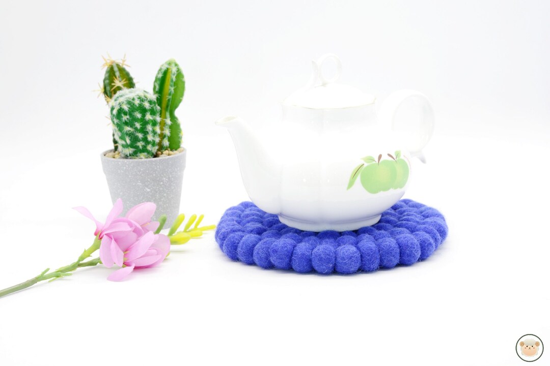 Felt Ball Round Trivet Kitchen Fun Pad Felt Potholder Etsy