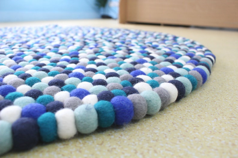 90 300 Cm Multi Colour Round Felt Ball Rug Pom Carpet 100 Wool Handmade Nepal Free