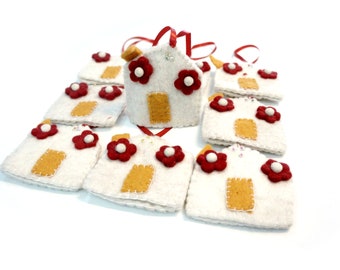 Christmas Felt Ornament Set - Handmade Christmas Ornament - Wool Felted Christmas Tree Decoration - Set Of 5 - Christmas Decoration