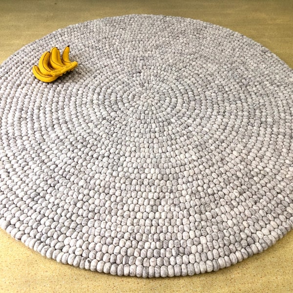 40cm-300cm Geisterweiße Filzpom-Poms Teppiche - Natürlicher Filz-Pom-Poms Teppich - Wollteppich zum Aufhellen von Wohnzimmerböden - Filzkugeln