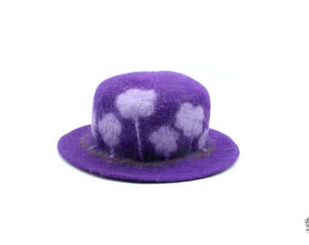 Felt Hat - Handmade Felted Hat - Wool Felt Hat - Gifts - Women's Hat - Purple Hat - From Nepal